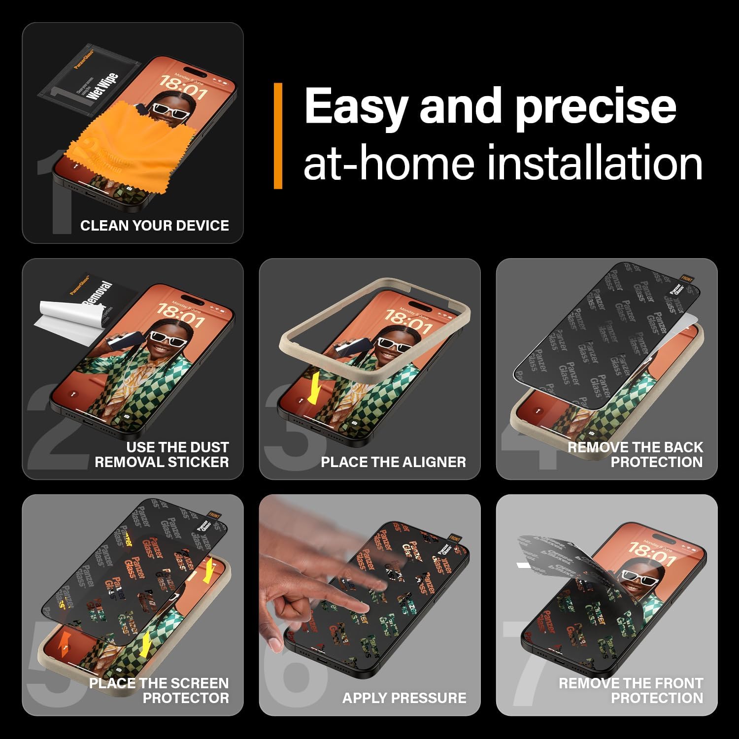 PanzerGlass iPhone 15 Pro Max Ultra-Wide Fit Easy Aligner Privacy Full Screen Αντιχαρακτικό Γυαλί Οθόνης - Black