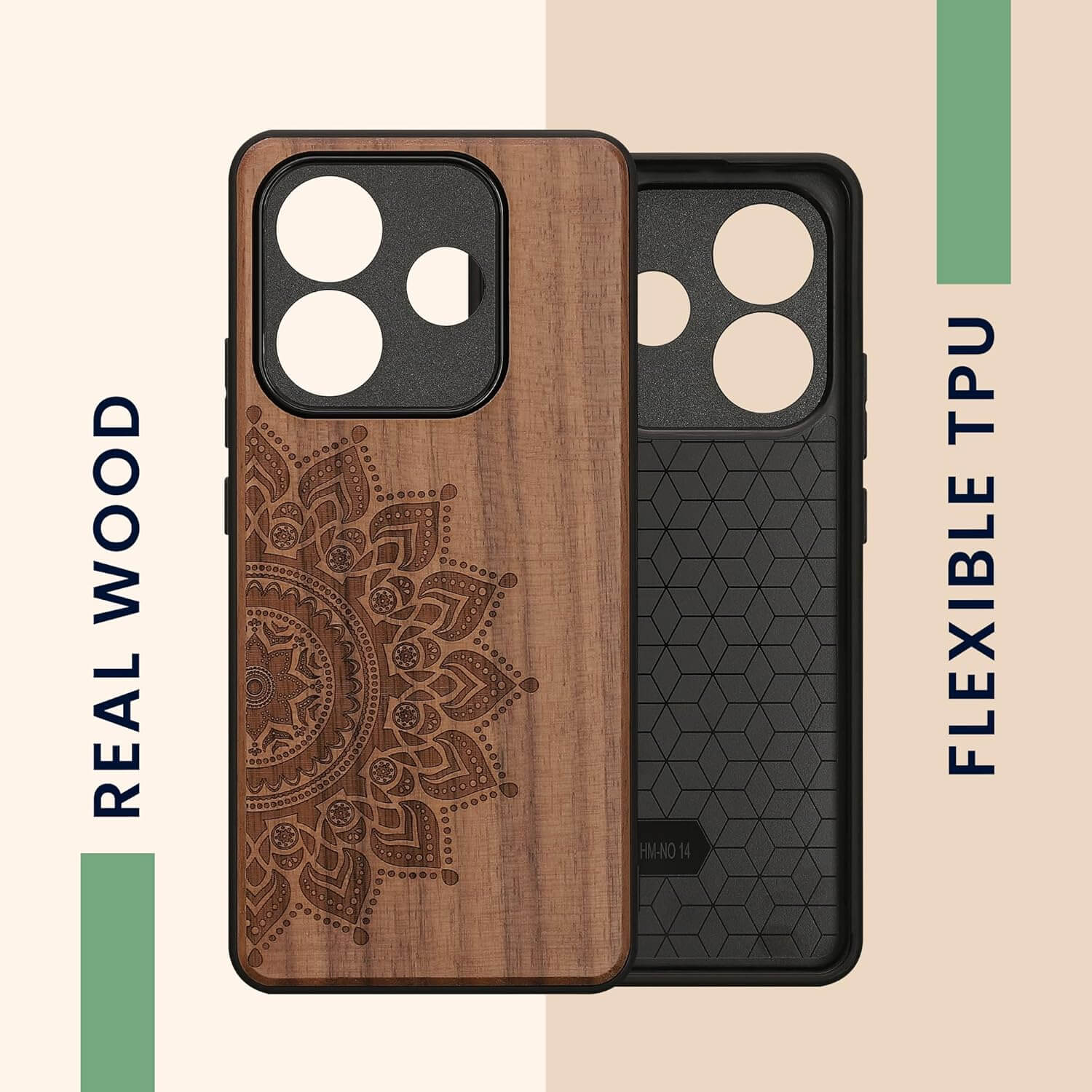 KW Xiaomi Redmi Note 14 5G Θήκη από Φυσικό Ξύλο - Design Rising Sun - Dark Brown