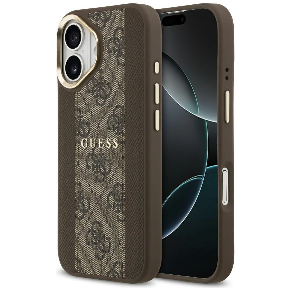 Guess iPhone 17 - 4G Stripe MagSafe - Θήκη με Επένδυση Συνθετικού Δέρματος - Brown - GUHMP17SPG4SEMCW