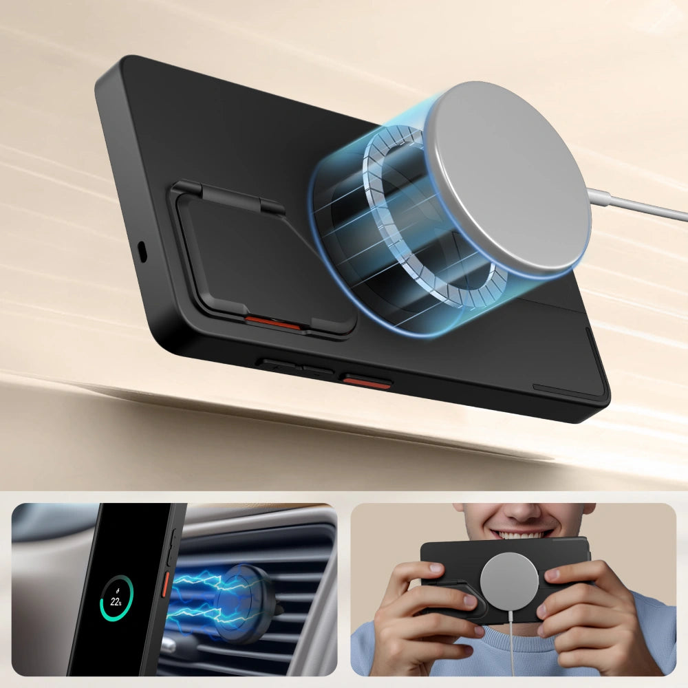 Tech-Protect Samsung Galaxy S25 Ultra - Kevlar Aura MagSafe - Σκληρή Θήκη με Ανοιγόμενο Κάλυμμα Κάμερας και Stand - Black / Orange