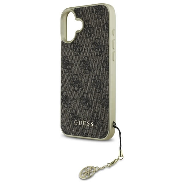 Guess iPhone 16 Plus - 4G Charms Collection - Θήκη με Επένδυση Συνθετικού Δέρματος - Brown - GUHCP16MGF4GBR