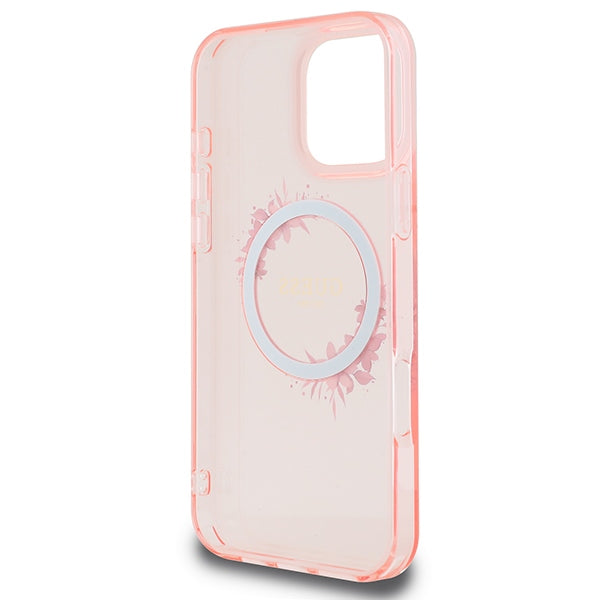 Guess iPhone 16 Pro Max - IML Flowers Wreath - MagSafe Σκληρή Θήκη με Πλαίσιο Σιλικόνης - Pink - GUHMP16XHFWFCP