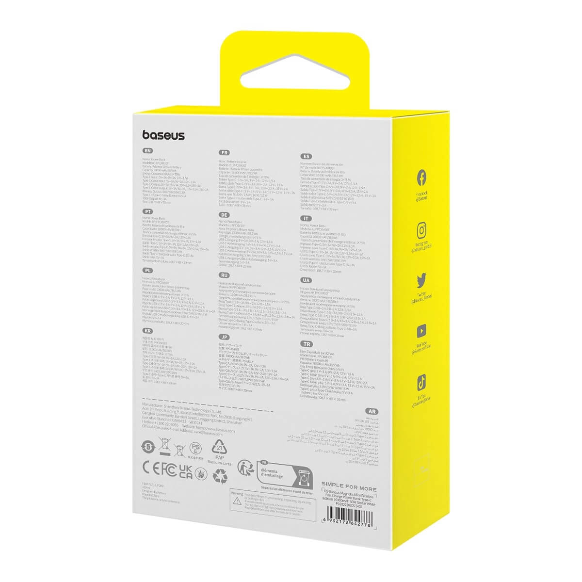 Baseus Magnetic Mini Ασύρματο MagSafe PowerBank 10000mAh 30W με Ενσωματωμένο Καλώδιο Type-C - White