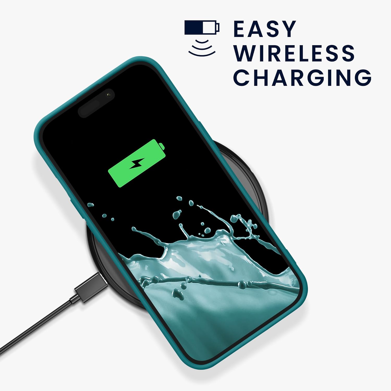 KW iPhone 15 Λεπτή Θήκη Σιλικόνης TPU - Petrol Blue