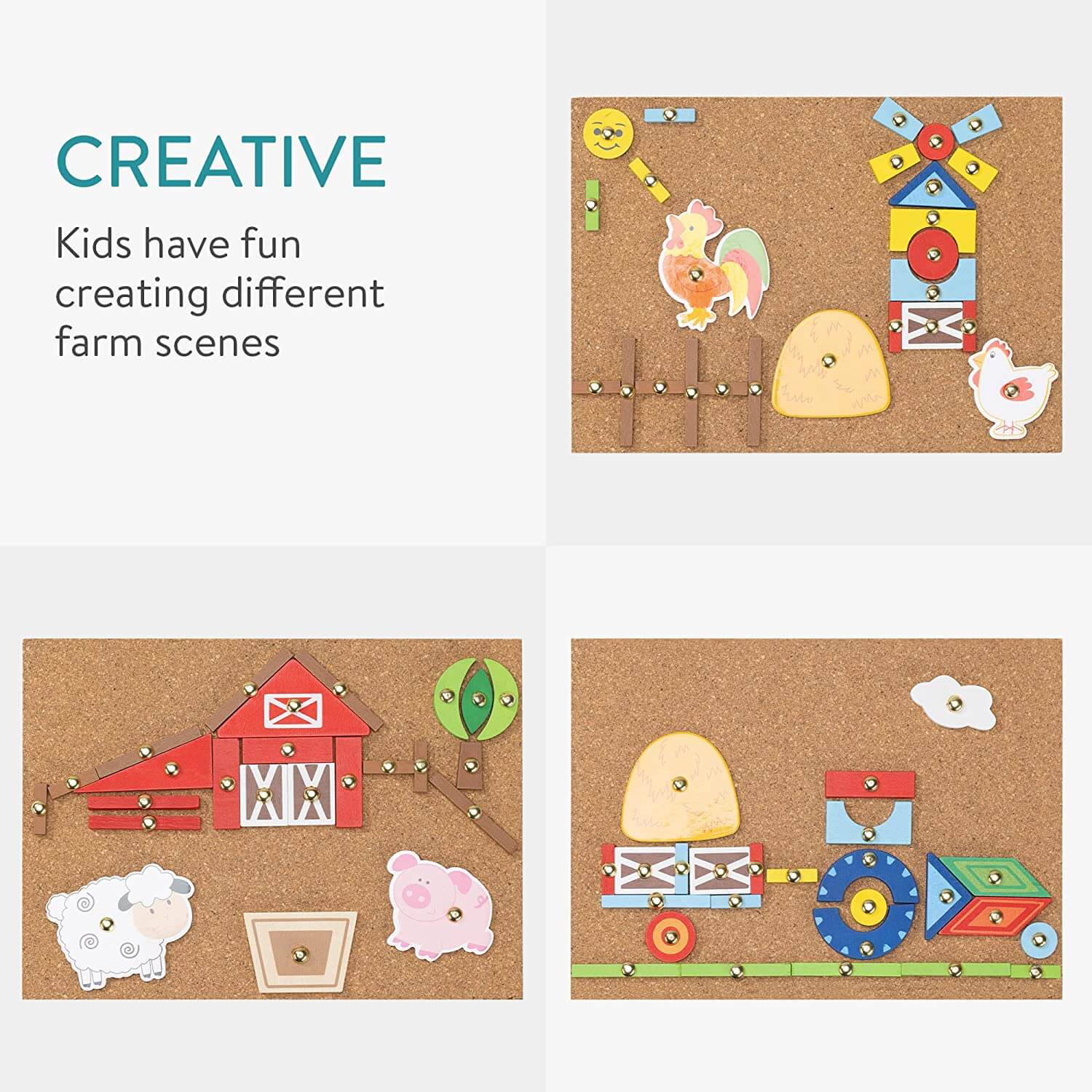 Navaris Παιχνίδι με Σφυράκι σε Μοτίβο Φάρμας και Ξύλινες Φιγούρες για Παιδιά - ‎Brown / Multicolor - 59874.01