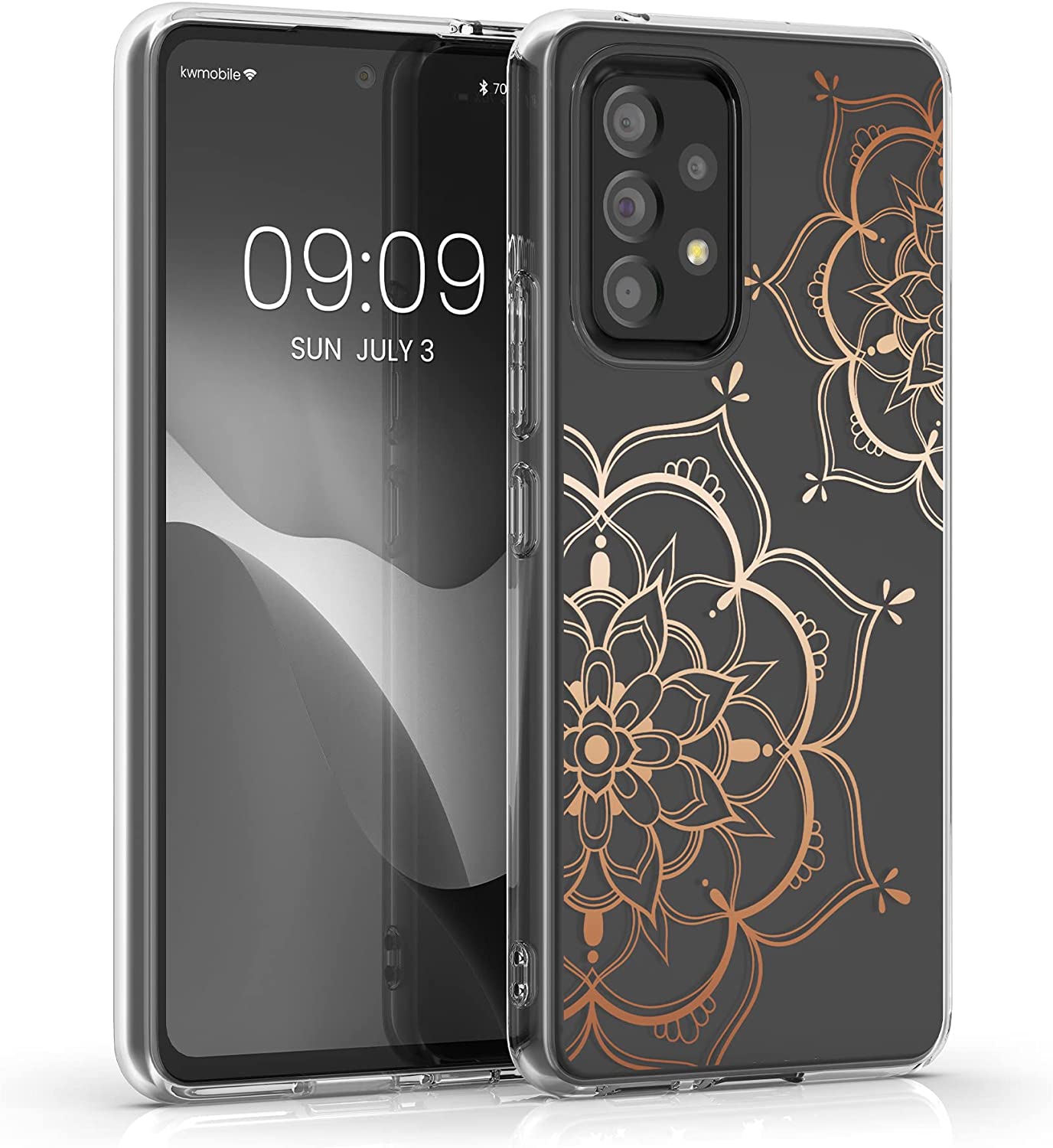 KW Samsung Galaxy A53 5G Θήκη Σιλικόνης TPU Design Flowers Gemini - Rose Gold - Διάφανη - 58800.02