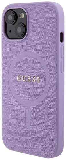 Guess iPhone 15 Plus Saffiano MagSafe Σκληρή Θήκη με Πλαίσιο Σιλικόνης και MagSafe - Purple - GUHMP15MPSAHMCU