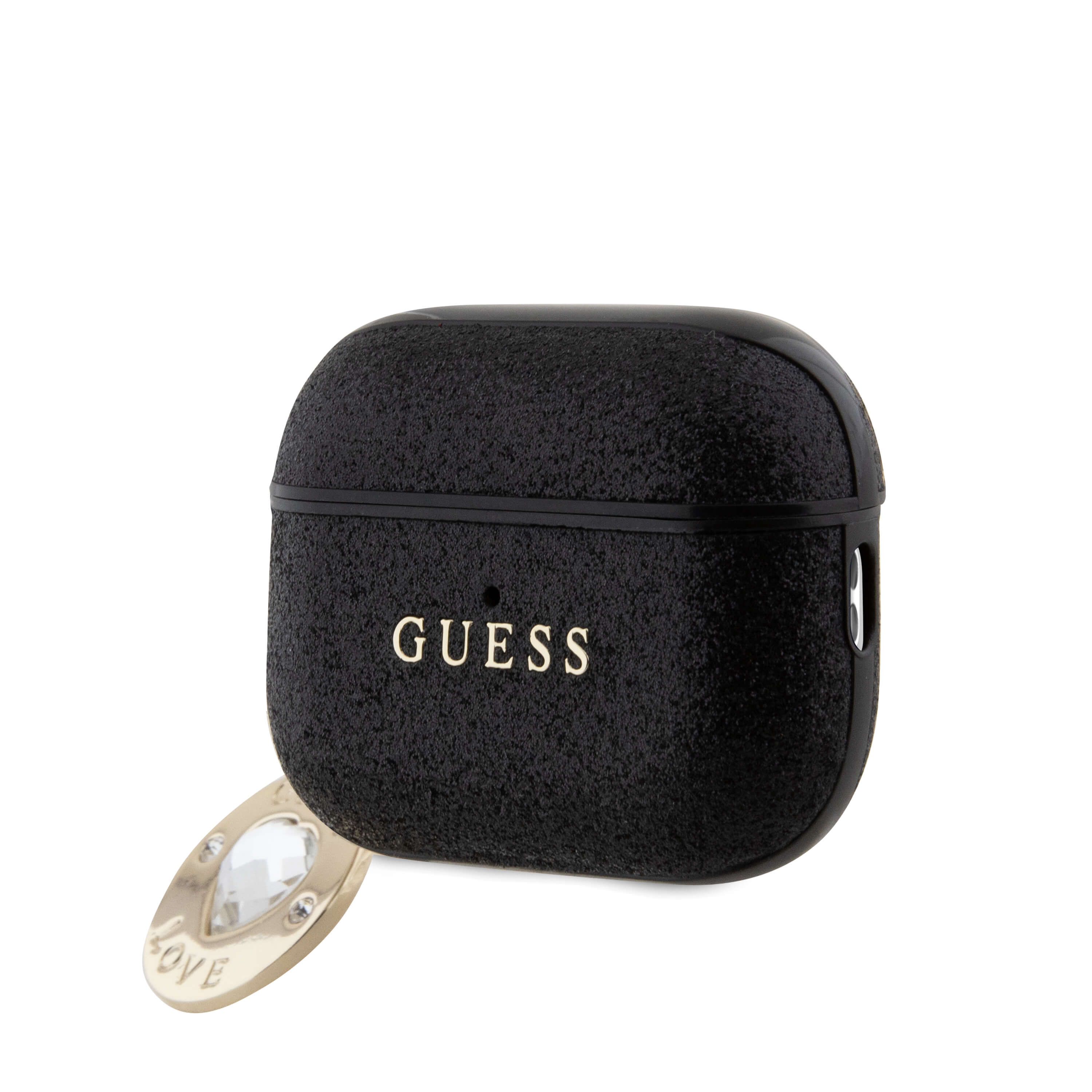 Guess AirPods Pro 2 Θήκη Σιλικόνης - Fixed Glitter Heart Diamond Charm - Black