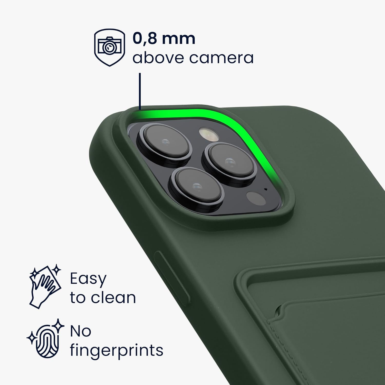 KW iPhone 16 Pro Max Θήκη Σιλικόνης TPU με Υποδοχή για Κάρτα - Dark Green