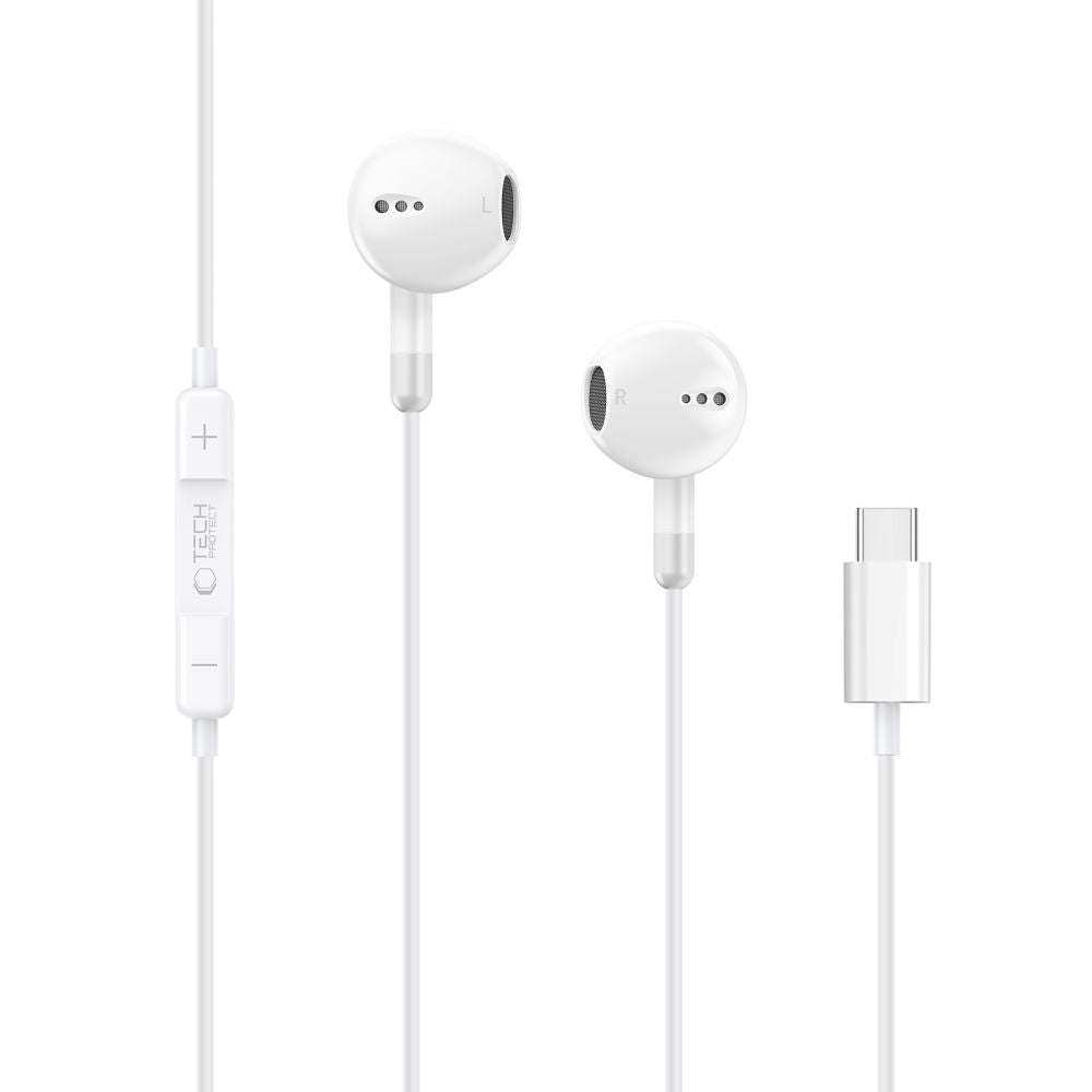 Tech-Protect Ενσύρματα Handsfree Ακουστικά με Βύσμα Type-C - Ultraboost Core G4 - White