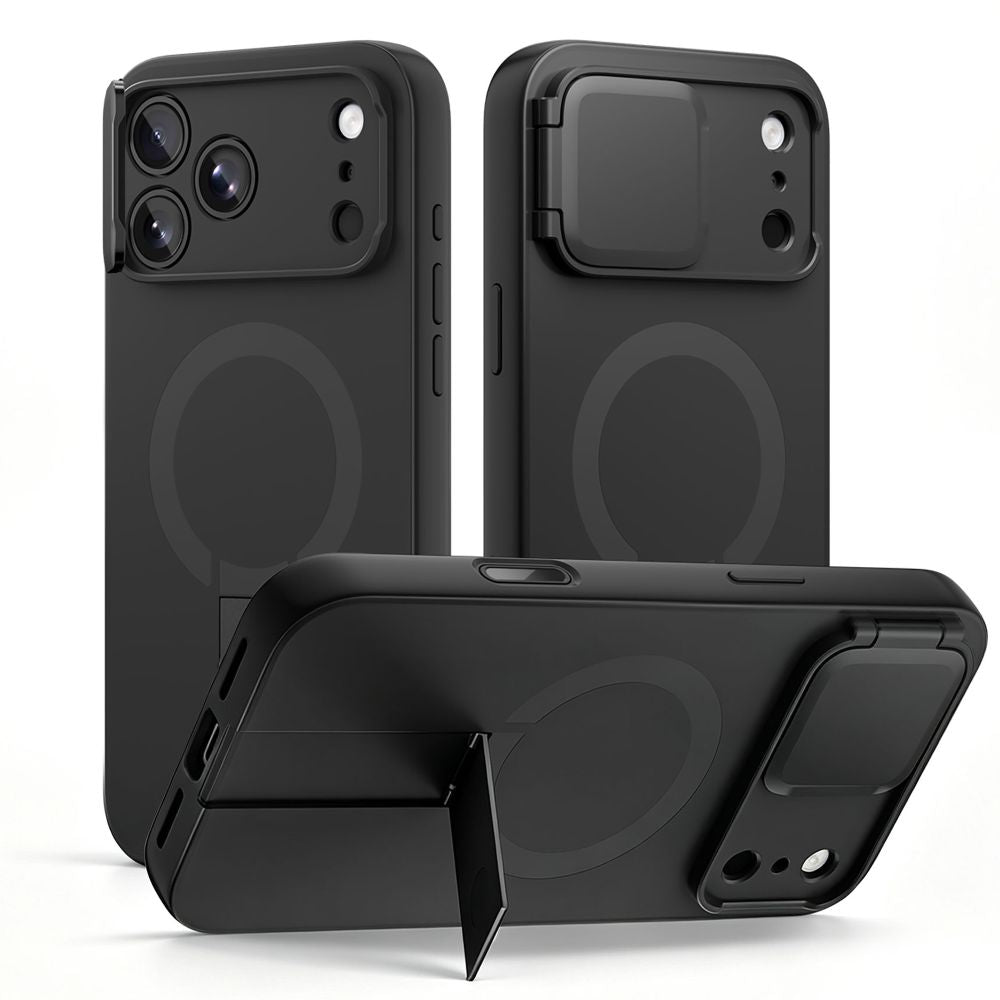 Tech-Protect iPhone 18 Pro / iPhone 17 Pro - Σκληρή Θήκη MagSafe με Ανοιγόμενο Κάλυμμα Κάμερας και Stand - Kevlar Aura MagSafe - Black