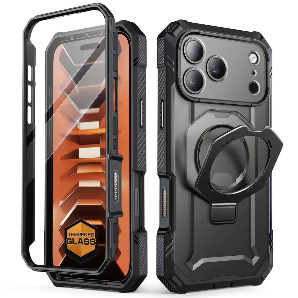 Supcase iPhone 18 Pro Max / iPhone 17 Pro Max - Σκληρή Θήκη με Προστασία Οθόνης και MagSafe / Stand - Grip Pro Mag - Black