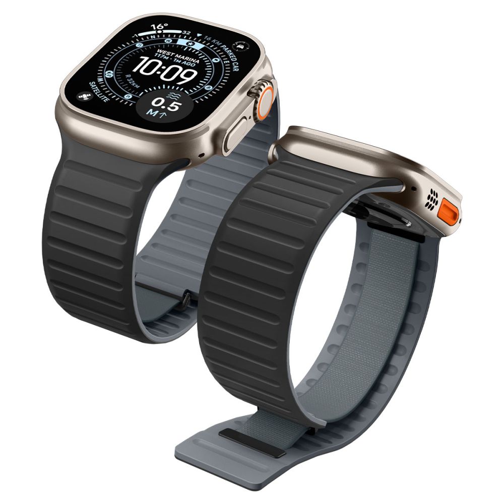 Spigen Λουράκι Apple Watch 8/9/10/11/12 - SE (1/2/3) - Ultra (1/2/3/4) - 44/45/46/49mm Μαγνητικό Σιλικόνης - Athlex Air M - Active Black / Grey