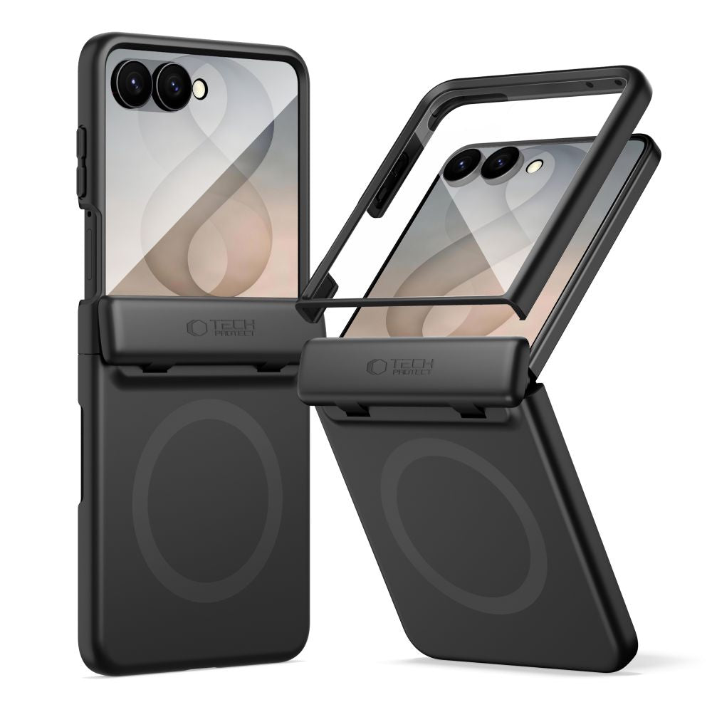 Tech-Protect Samsung Galaxy Z Flip8 - Σκληρή Θήκη MagSafe με Προστασία Οθόνης και Stand - Kevlar Aura - Black