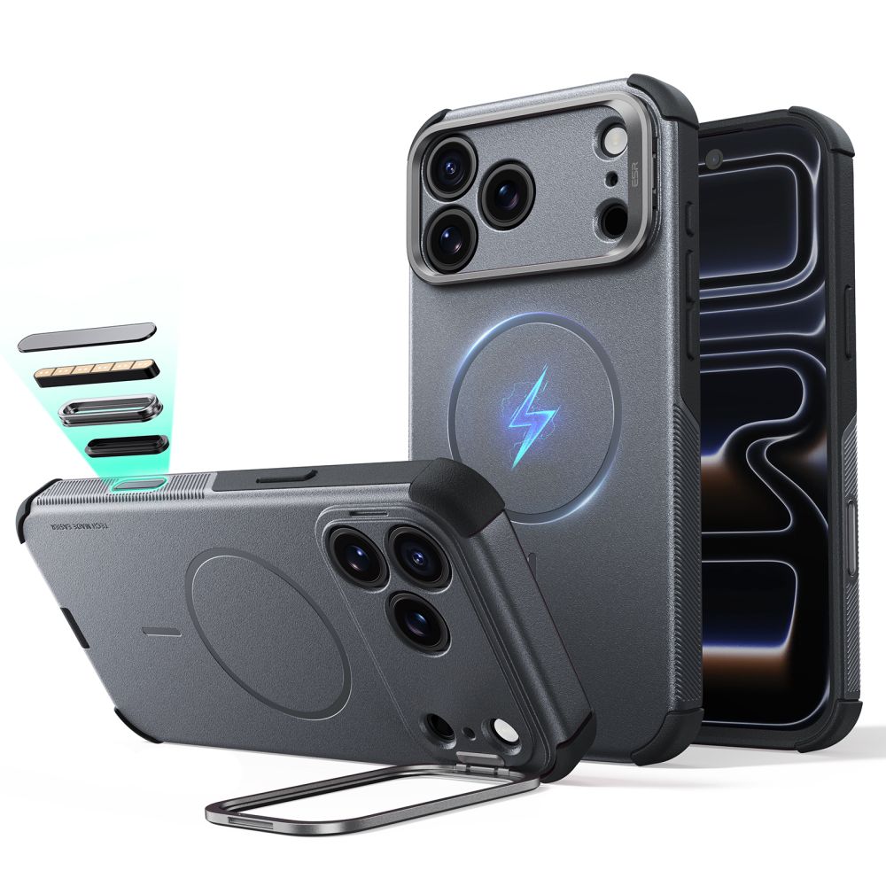 ESR iPhone 18 Pro Max / iPhone 17 Pro Max - Σκληρή Θήκη MagSafe με Πλαίσιο Σιλικόνης και Σταντ - Cyber Tough Kickstand - Grey