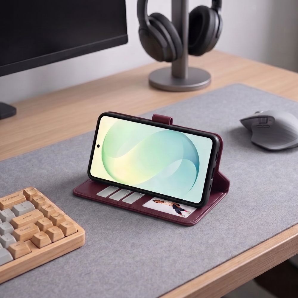 Tech-Protect Samsung Galaxy S26 FE - Θήκη Πορτοφόλι Stand από Δερματίνη - Wallet - Mulberry
