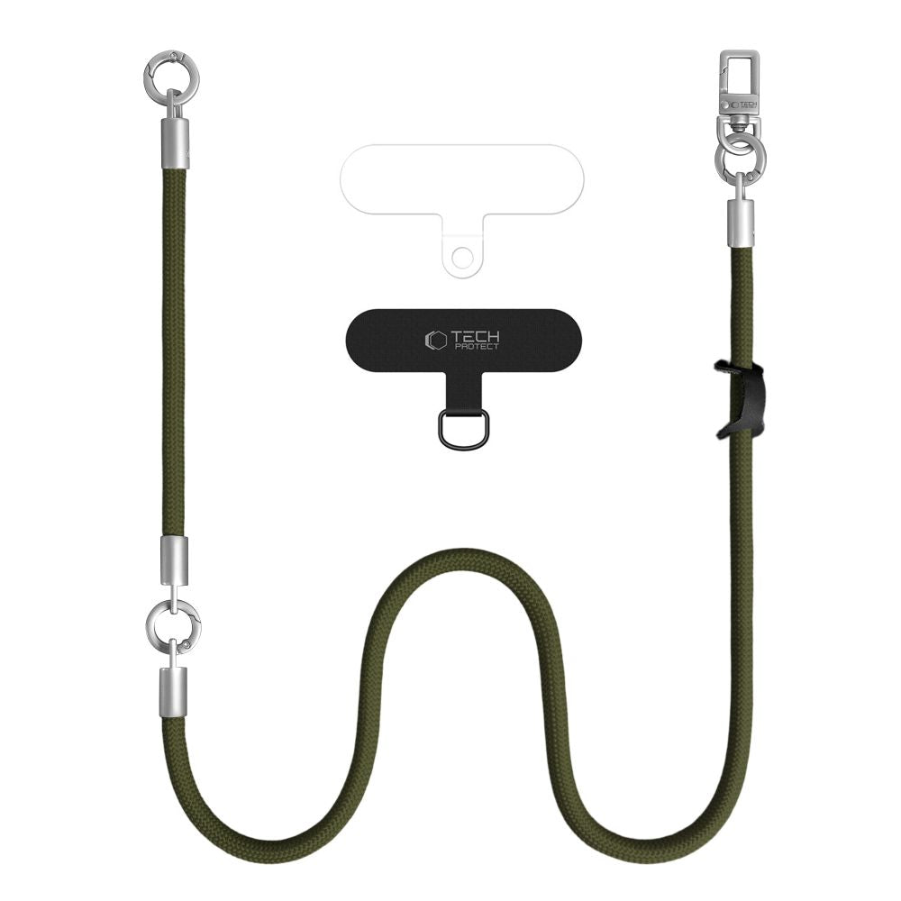 Tech-Protect Universal Λουράκι για Θήκη Κινητού - C10S Rope CrossBody / Wrist Strap - Olive Green / Titanium