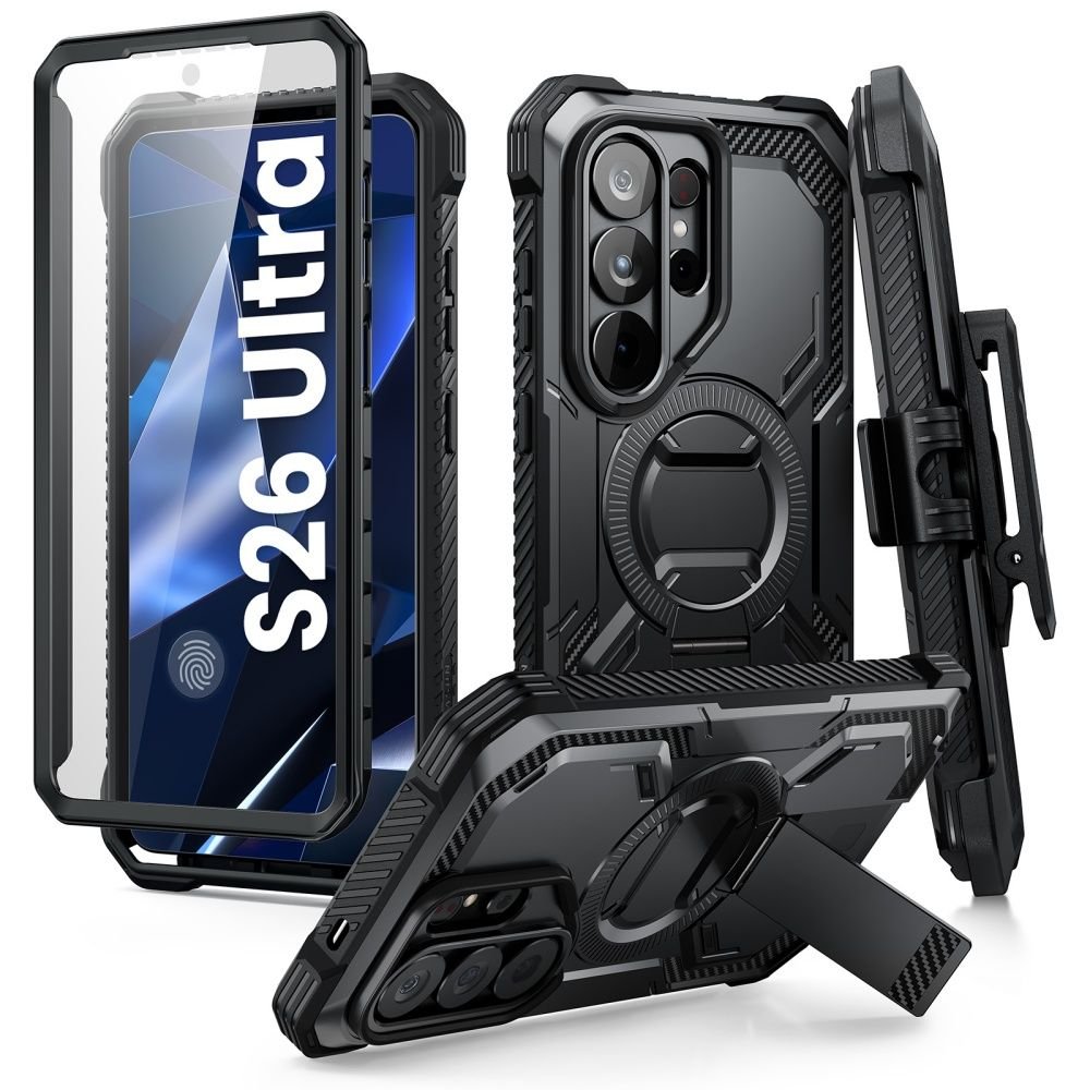 Supcase Samsung Galaxy S26 Ultra - Σκληρή Θήκη με Προστασία Οθόνης και Stand - Armorbox Clip Mag - Black
