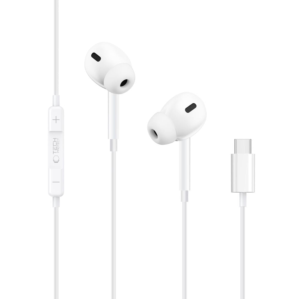 Tech-Protect Ενσύρματα Handsfree Ακουστικά με Βύσμα Type-C - Ultraboost Core G3 - White