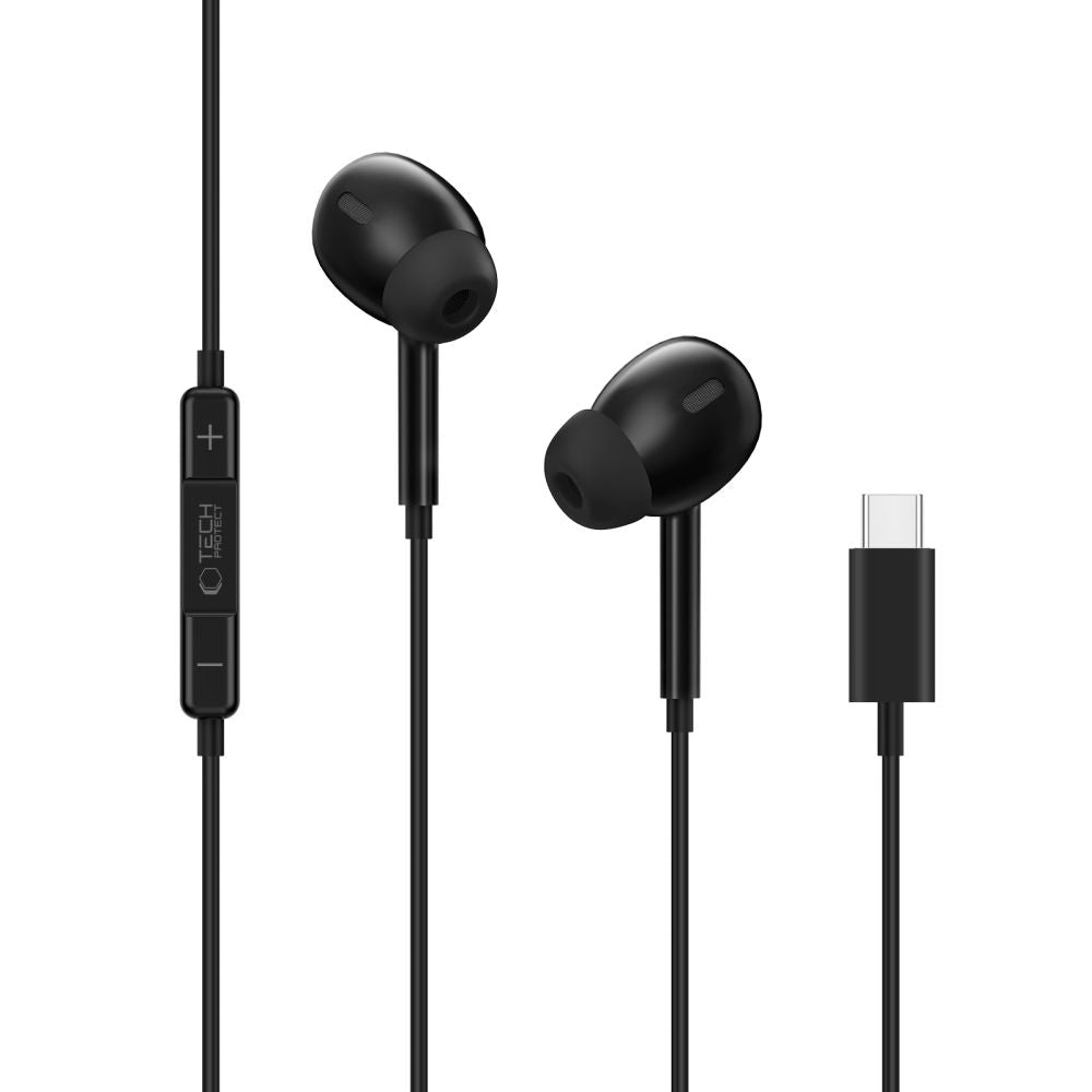 Tech-Protect Ενσύρματα Handsfree Ακουστικά με Βύσμα Type-C - Ultraboost Core G3 - Black