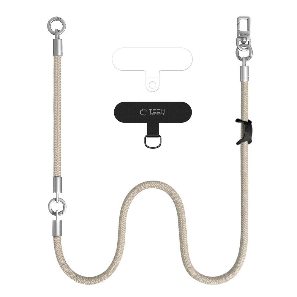 Tech-Protect Universal Λουράκι για Θήκη Κινητού - C10S Rope CrossBody / Wrist Strap - Desert Beige / Titanium