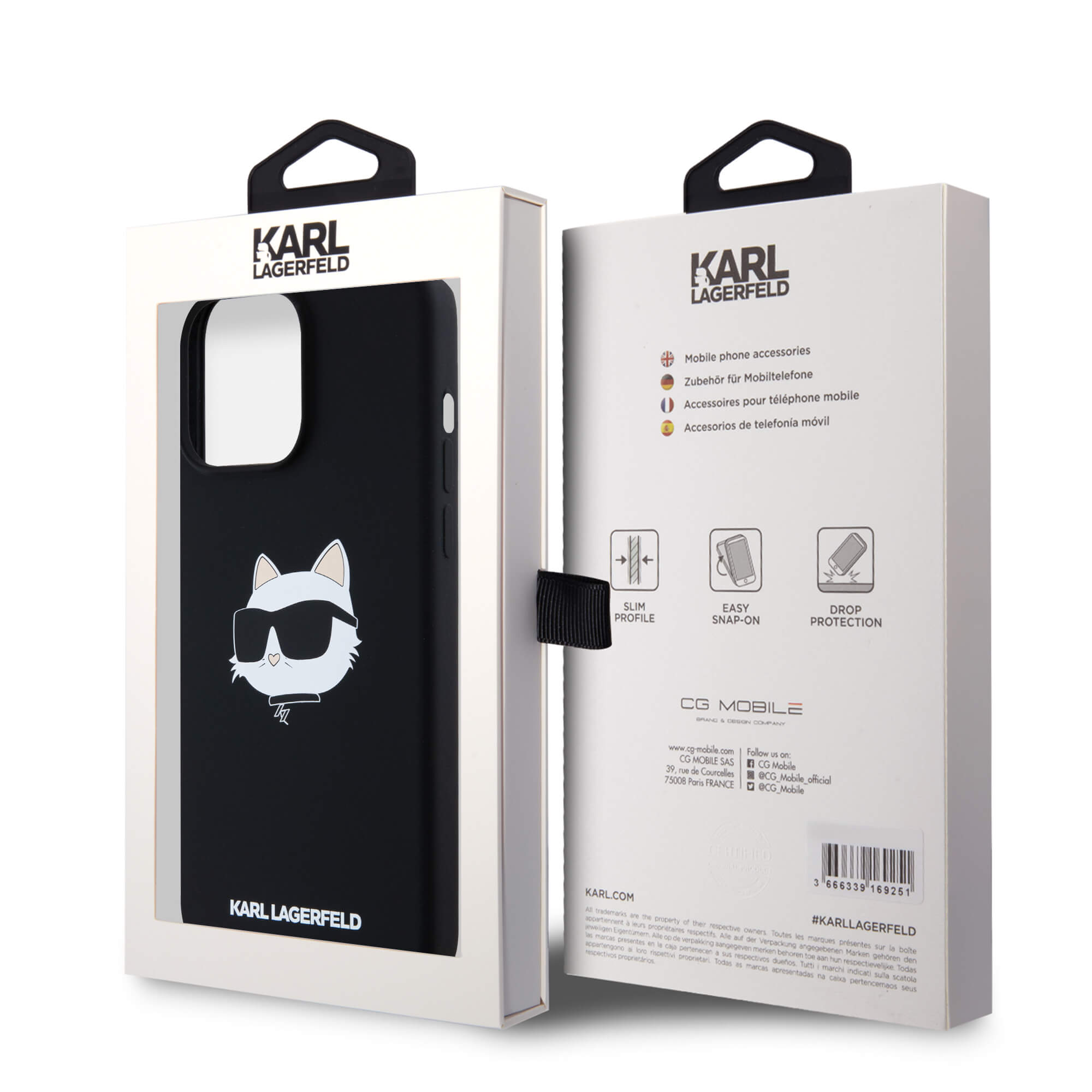 Karl Lagerfeld iPhone 15 Pro Max - Silicone Choupette Head Print - MagSafe Θήκη Σιλικόνης - Black - KLHMP15XSCHPPLK