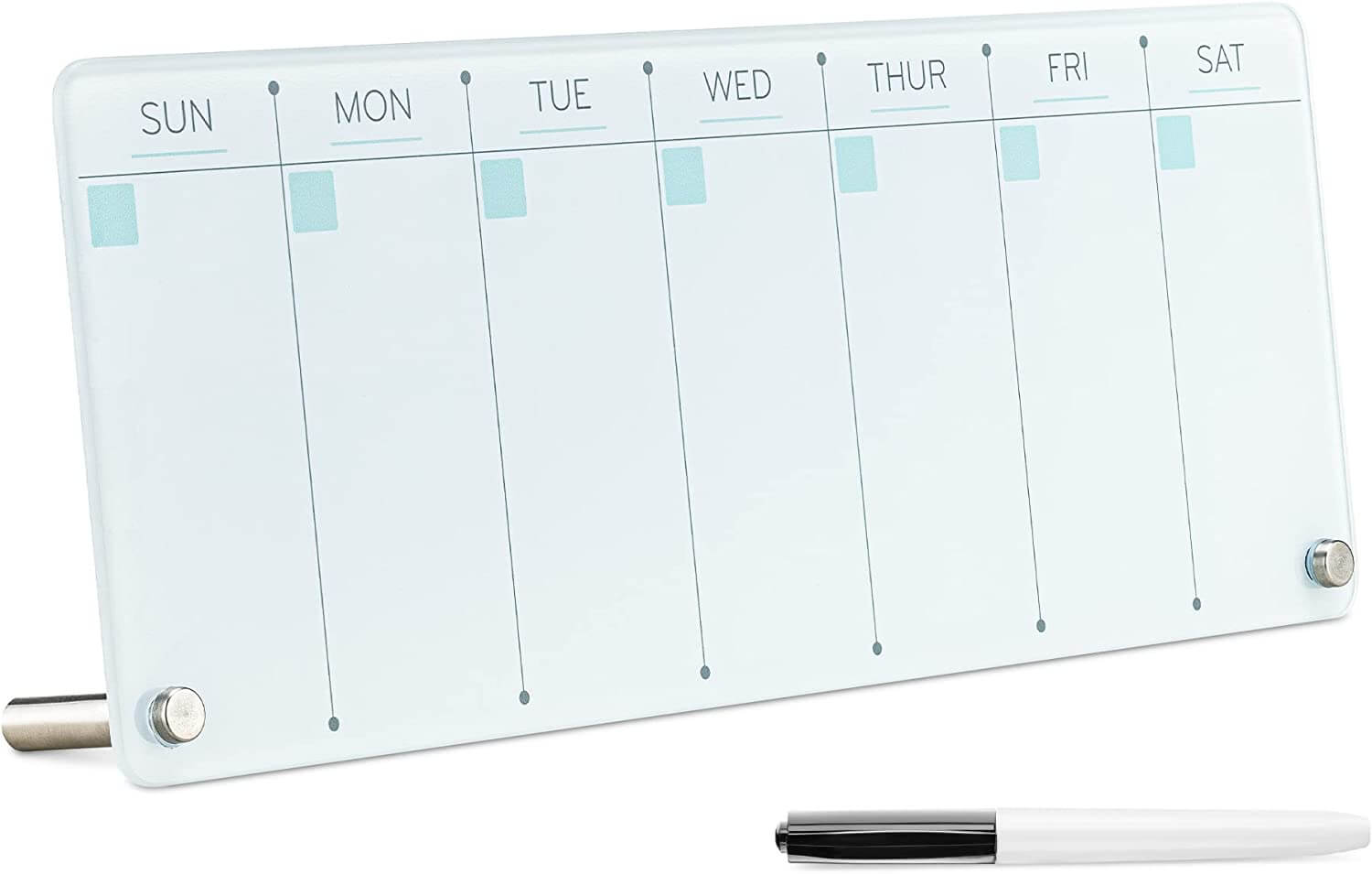 Navaris Επιτραπέζιος Εβδομαδιαίος Γυάλινος Πίνακας Χρονοδιαγράμματος - Design Squares - White - 54819.03