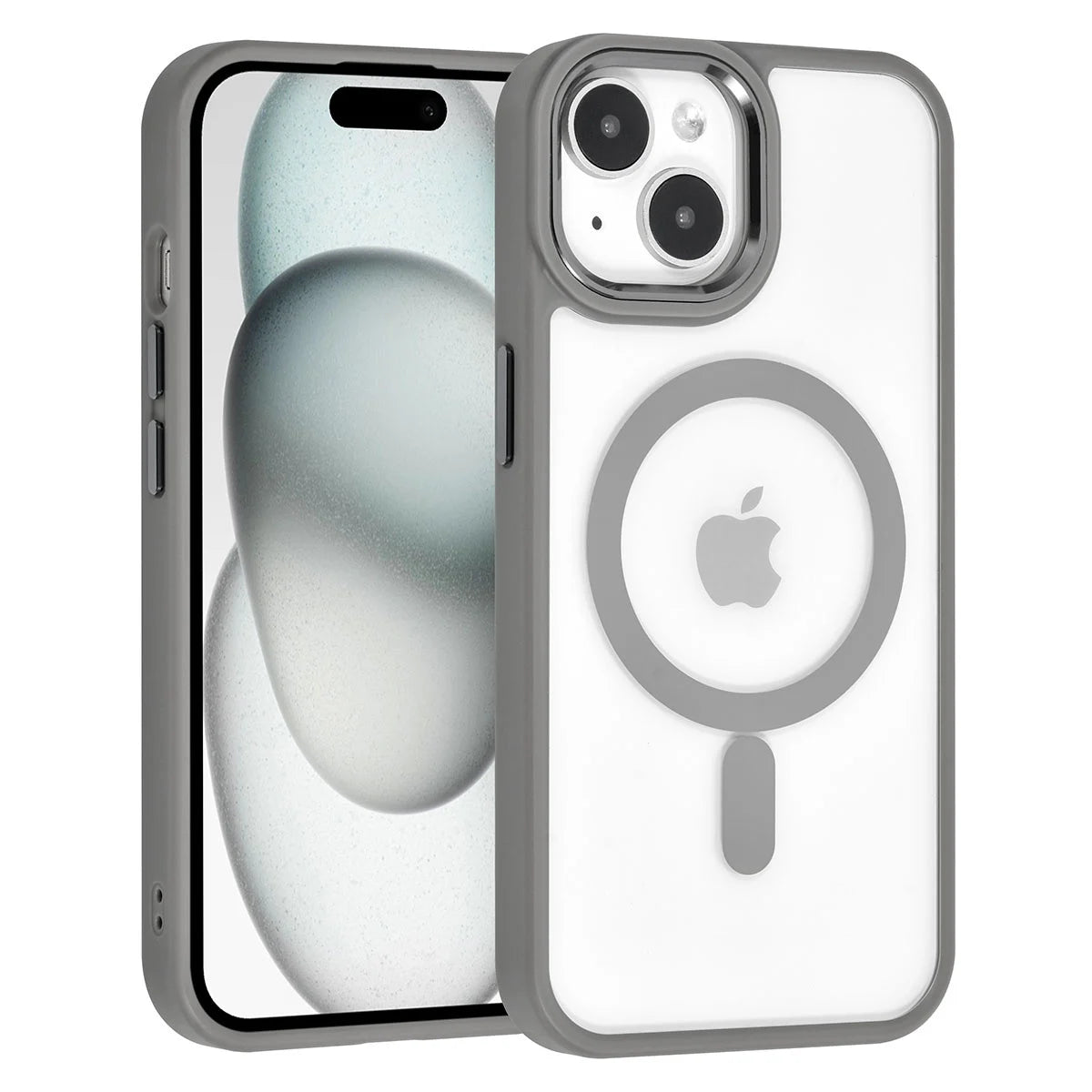 Tuniq iPhone 15 - MagSafe Σκληρή Θήκη με Πλαίσιο Σιλικόνης - Γκρι / Διάφανη