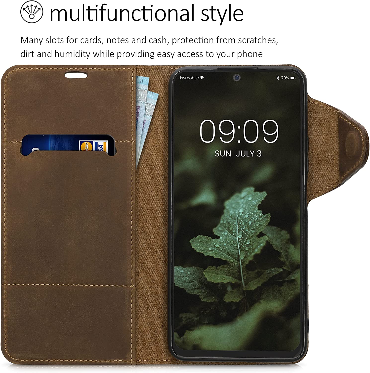 Kalibri Xiaomi Redmi Note 11 Pro+ 5G Θήκη Πορτοφόλι Stand από Γνήσιο Δέρμα - Brown - 58910.05