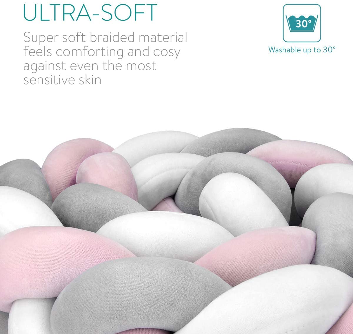 Navaris Προστατευτική Πάντα Πλεξούδα - Grey / Light Pink / White - 46327.22.33