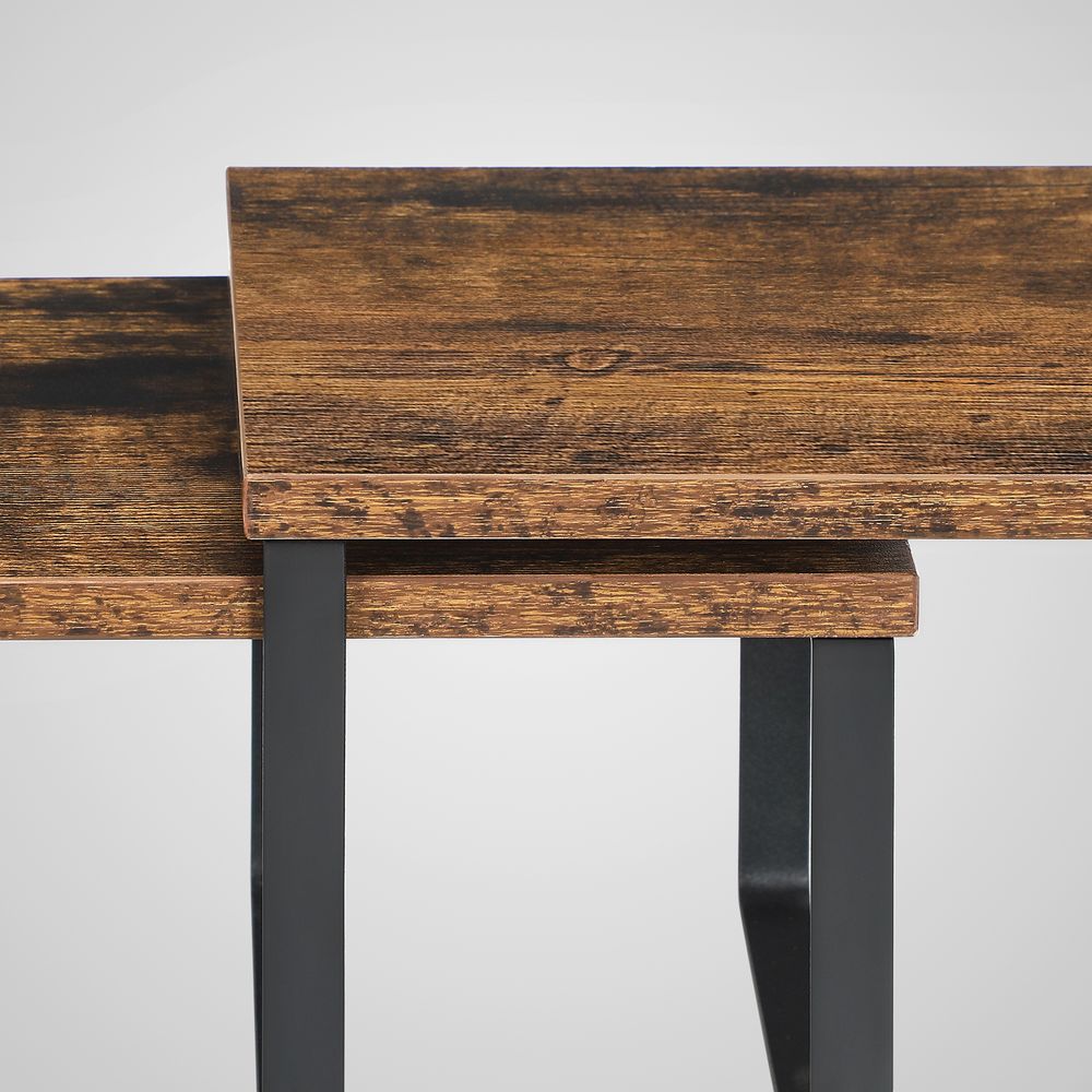 Songmics Σετ με 2 Ξύλινα Ράφια για τον Πάγκο - Ink Black / Vintage Brown - KCS020X01