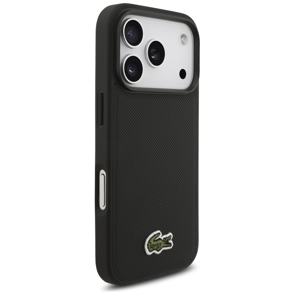 Lacoste iPhone 17 Pro - Iconic Petit Pique Woven Logo MagSafe - Σκληρή Θήκη με Πλαίσιο Σιλικόνης - Black