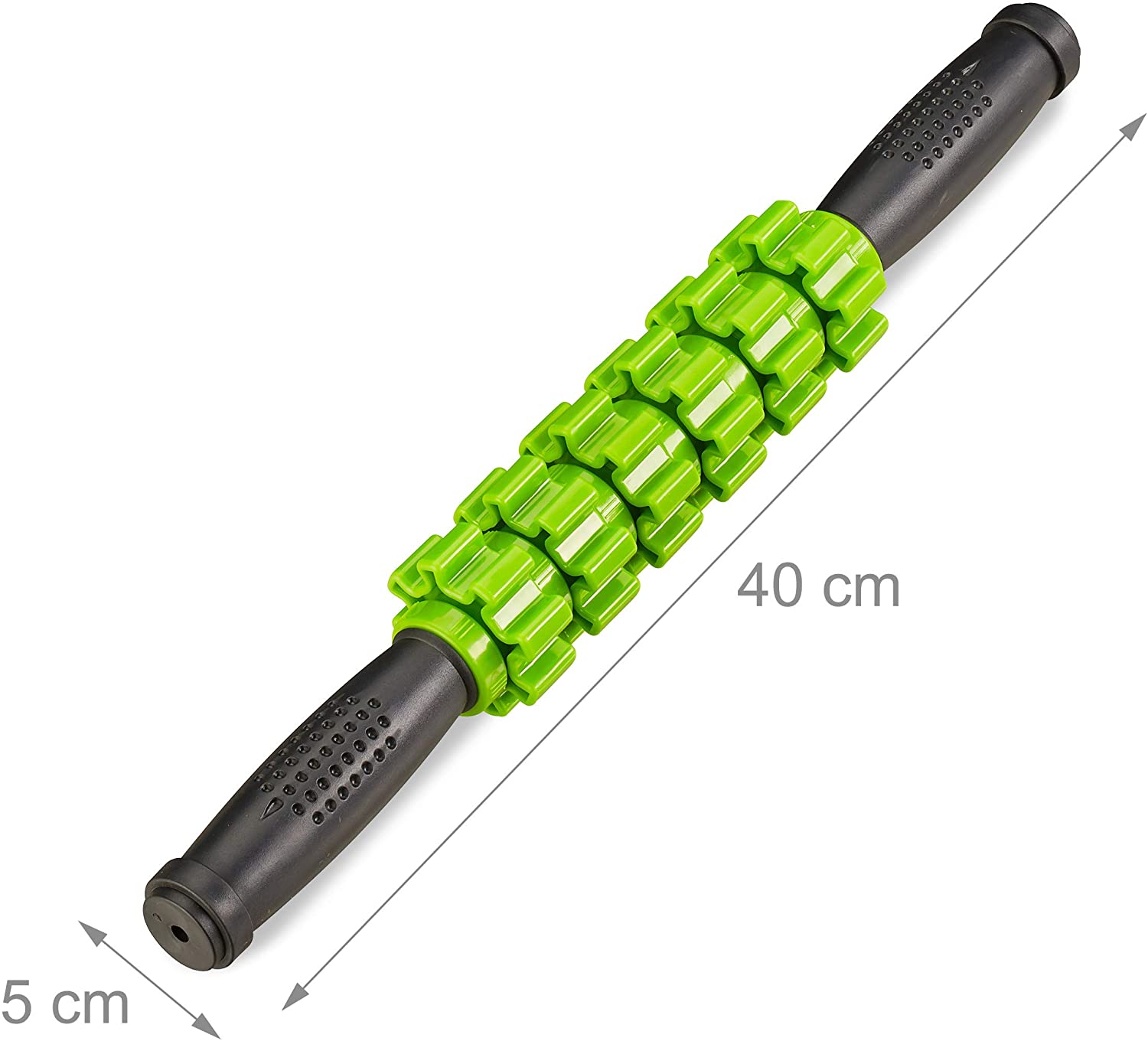 Relaxdays Massage Roller Κύλινδρος για Μασάζ Fascia με Λαβή - Black / Green - 4052025278823
