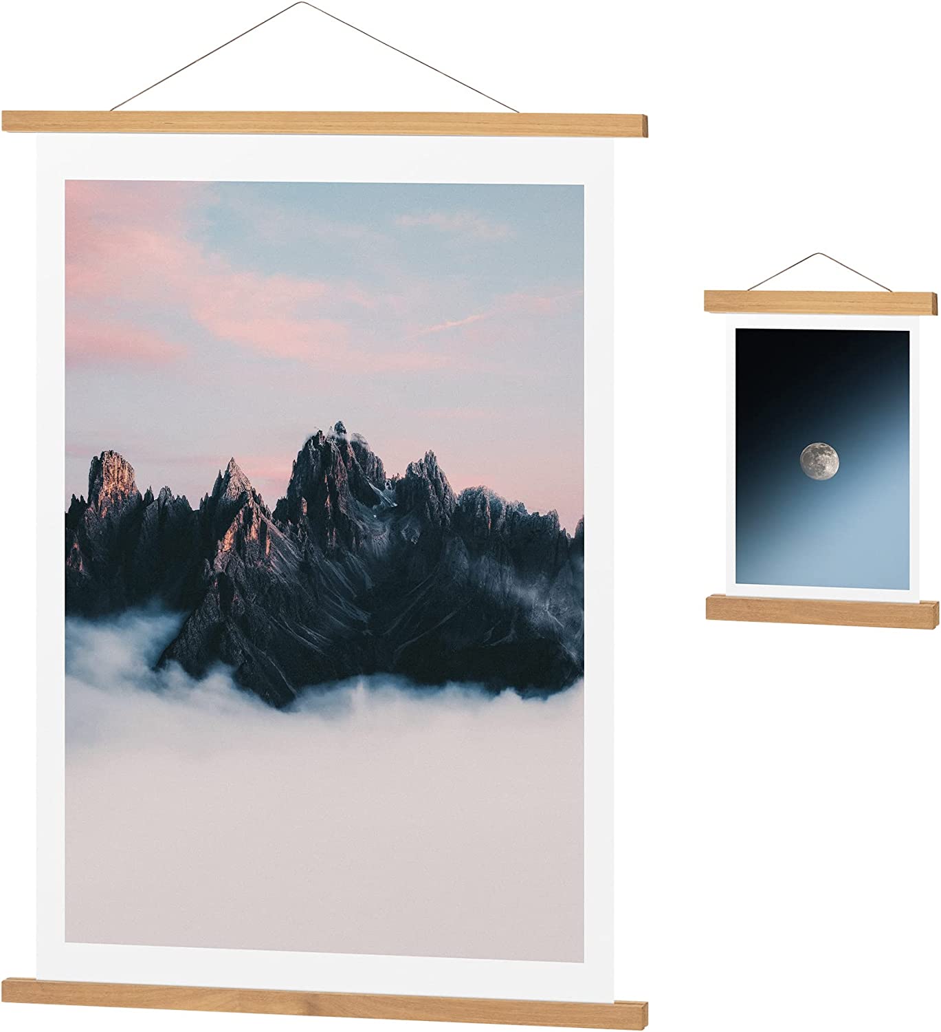 Navaris Σετ με 2 Ξύλινα Μαγνητικά Πλαίσια για Αφίσες - 21 cm / 61 cm - Brown - 58398.01.02