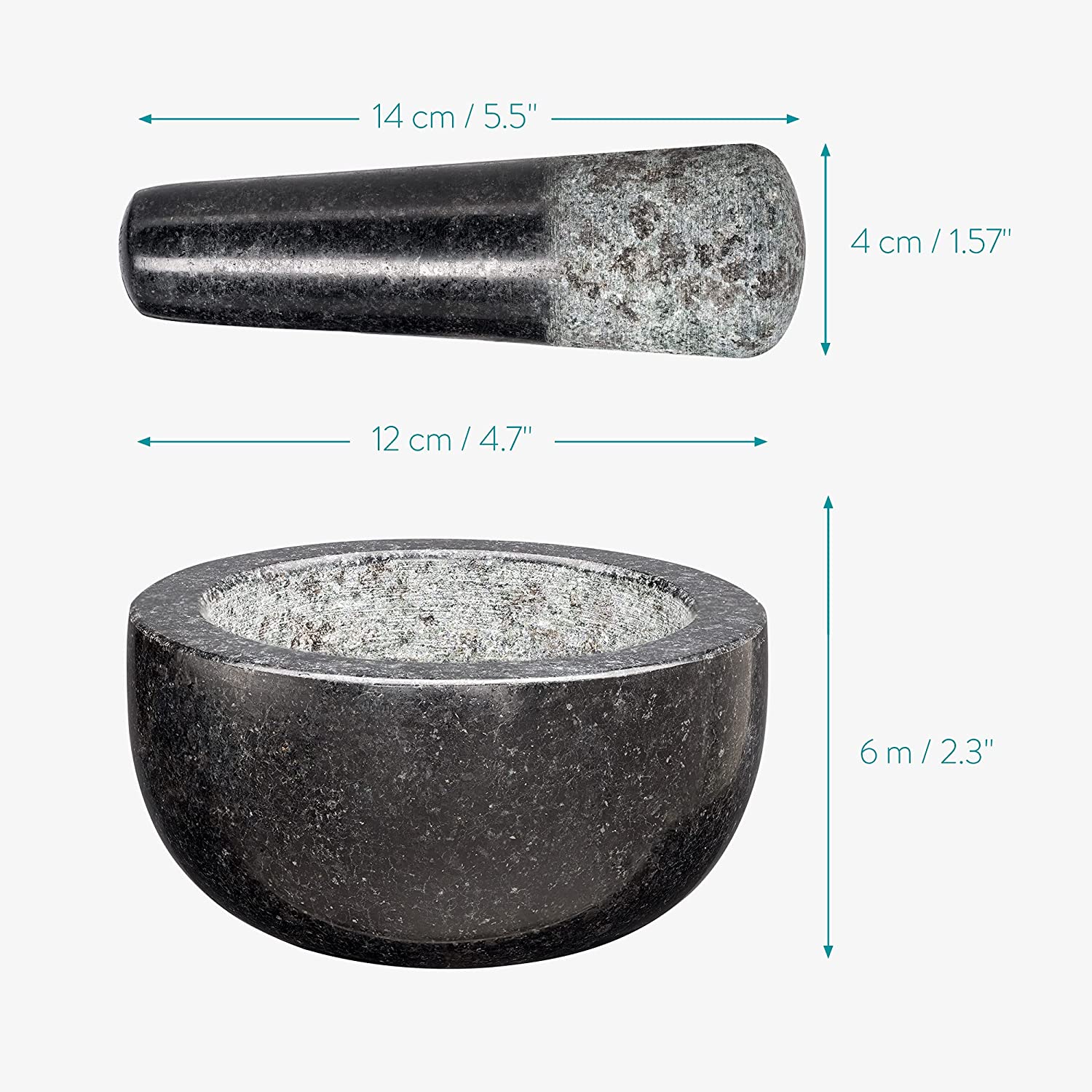 Navaris Mortar and Pestle Set Σετ με Γουδί και Γουδοχέρι από Φυσικό Γρανίτη - Black - 47789.02