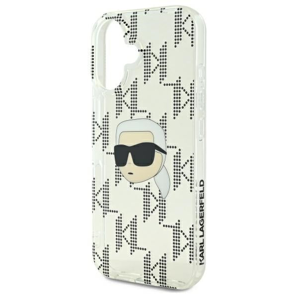 Karl Lagerfeld iPhone 16 - IML Karl Head Electroplated Σκληρή Θήκη με Πλαίσιο Σιλικόνης - Διάφανη - KLHCP16SHKLPKHT