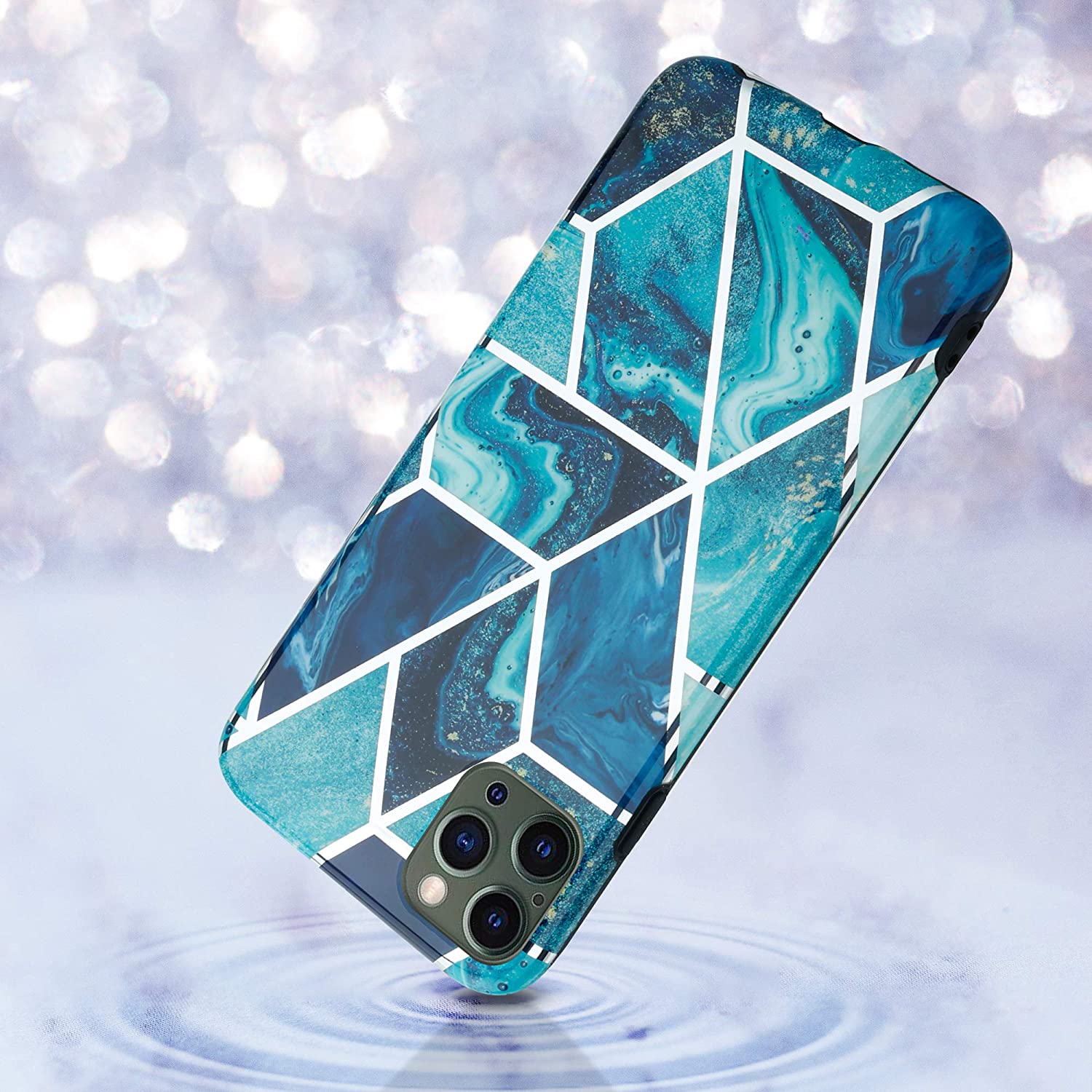 Cadorabo iPhone 12 Pro Max Θήκη Σιλικόνης TPU - Design Marble No.13 Mosaic Pattern - Blue Wave