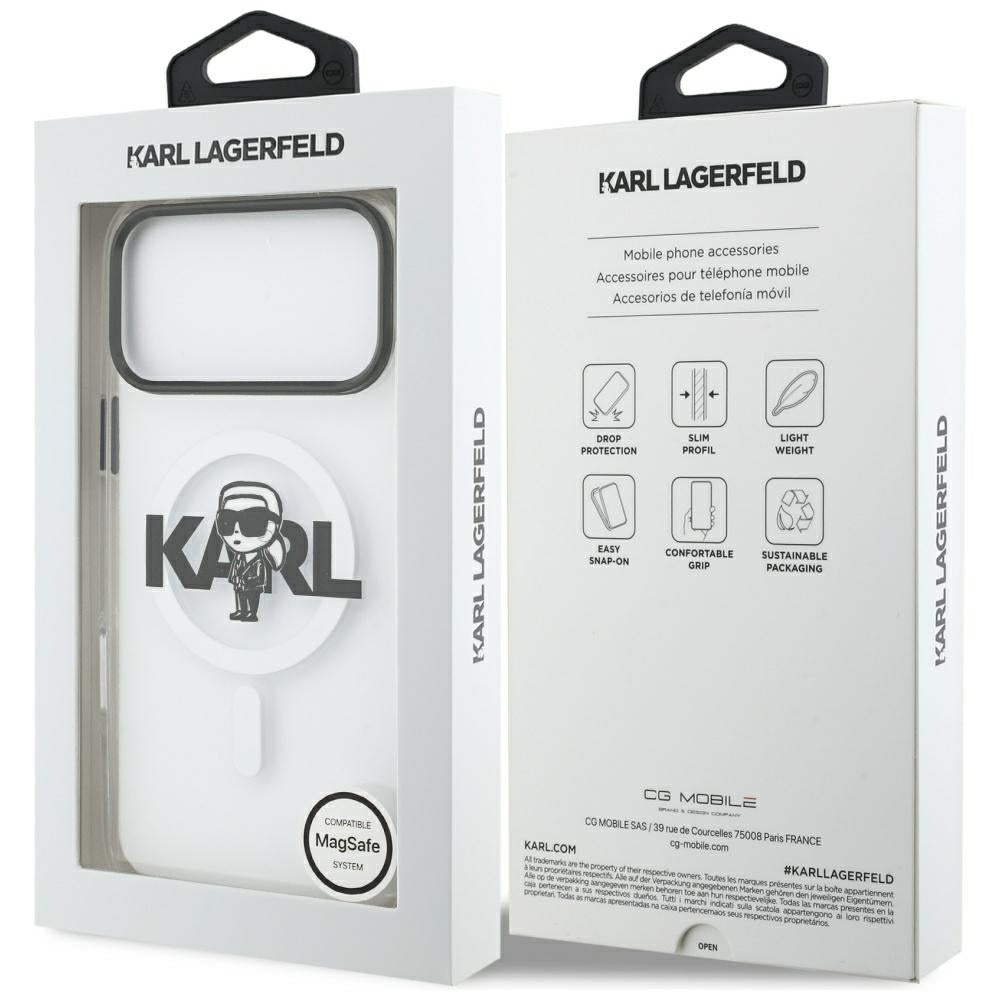 Karl Lagerfeld iPhone 17 Pro Max - IML Karl Sketch Logo MagSafe - Σκληρή Θήκη με Πλαίσιο Σιλικόνης - Clear - KLHMP17XHGKIGKBT