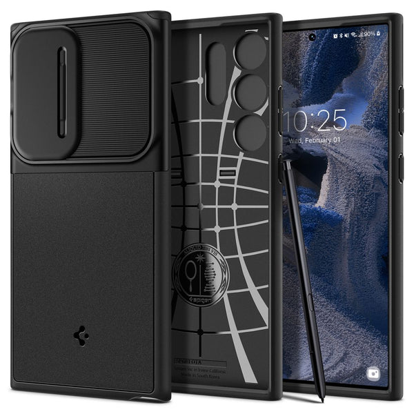 Spigen Samsung Galaxy S23 Ultra Optik Armor Θήκη Σιλικόνης με Κάλυμμα για την Κάμερα - Black
