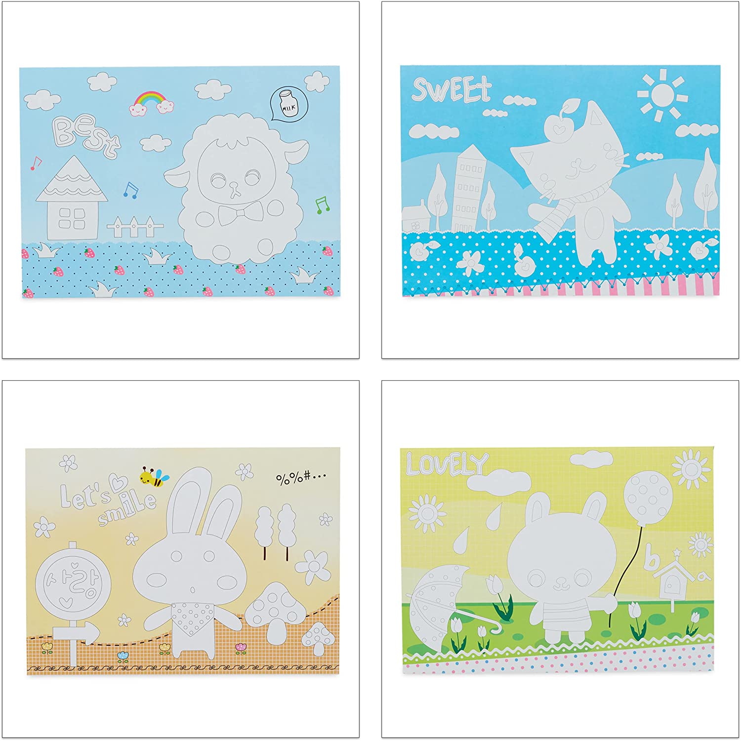 Relaxdays Σετ με 4 Παιδικά DIY Κουτιά Αποθήκευσης Παιχνιδιών - Design B - Black / Multicolor - 4052025905026