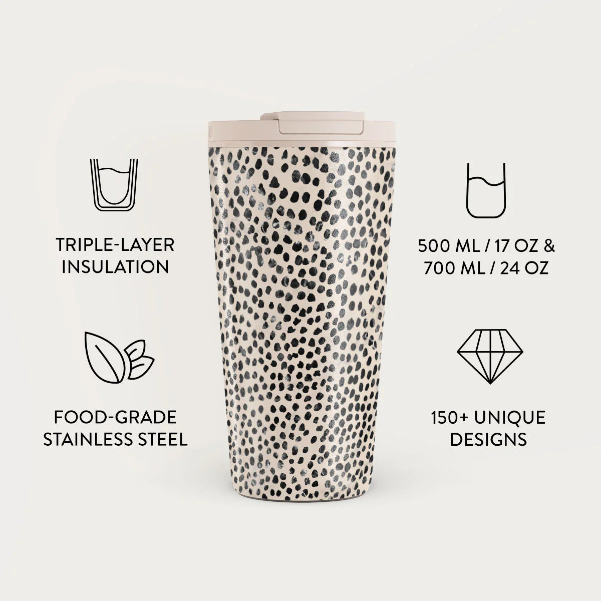 Burga Κούπα Θερμός από Ανοξείδωτο Ατσάλι - Flap Lid - 500ml - Almond Latte