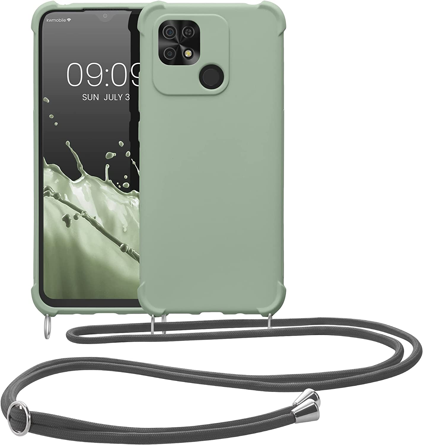 KW Xiaomi Redmi 10C Θήκη Σιλικόνης TPU με Λουράκι - Gray Green - 59233.172