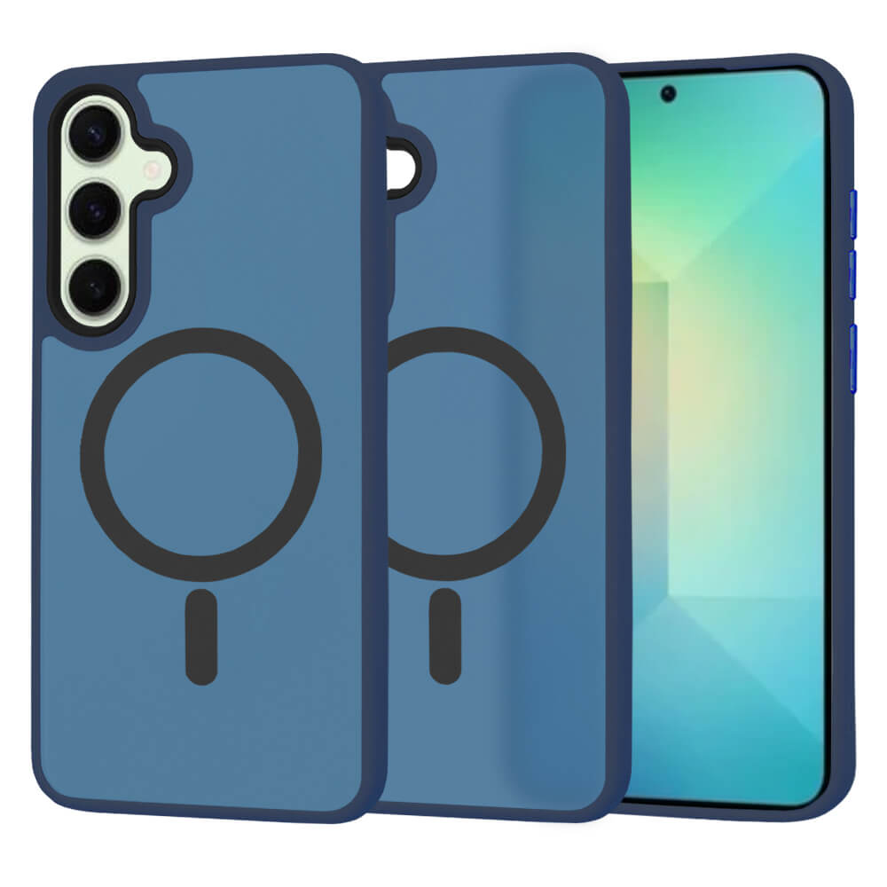 Techsuit Samsung Galaxy S25 - HaloFrost MagSafe Series - Σκληρή Θήκη με Πλαίσιο Σιλικόνης - Deep Blue