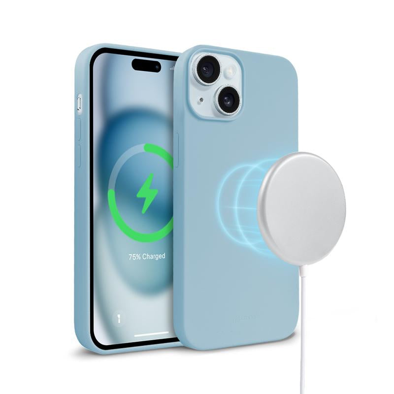 Crong iPhone 15 Color Cover Magnetic - Θήκη Σιλικόνης με MagSafe - Blue