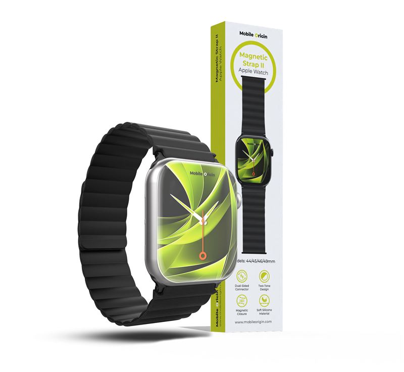 Mobile Origin Λουράκι Apple Watch 4/5/6/7/8/9/10/11 - SE (1/2/3) - Ultra (1/2/3) - 42/44/45/49mm Strap II Σιλικόνης - Black / Black