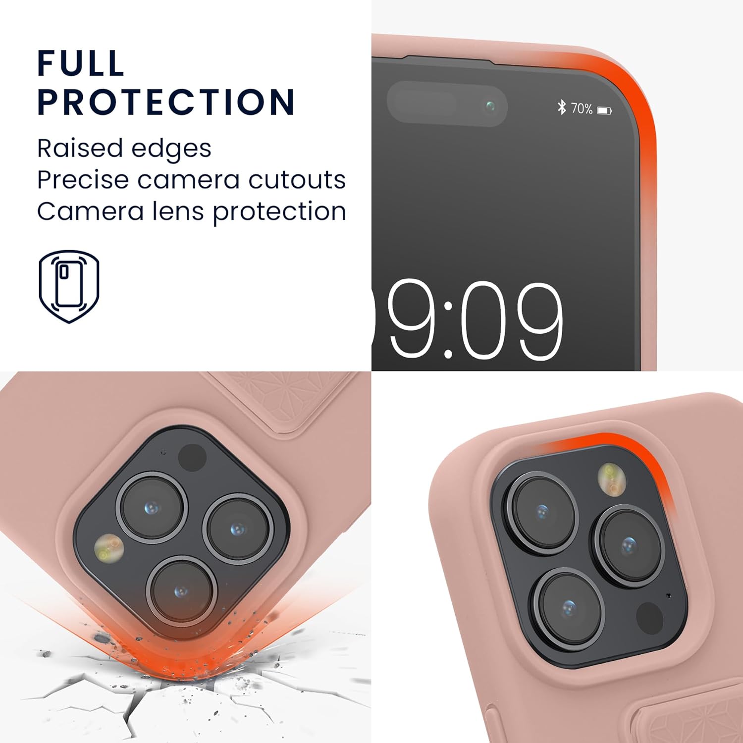 KW iPhone 15 Pro Θήκη Σιλικόνης TPU με Finger Holder - Dusky Pink