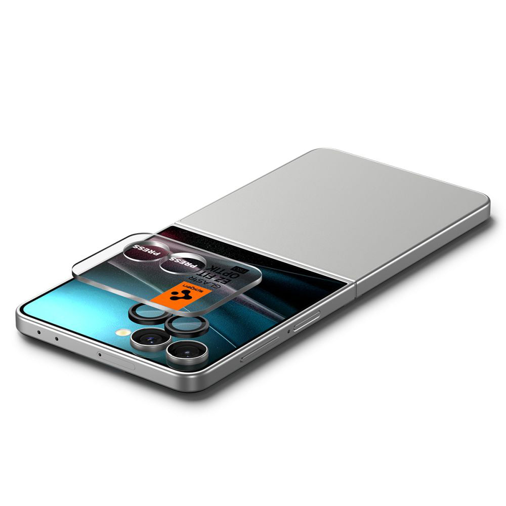 Spigen Samsung Galaxy Z Flip7 / Z Flip8 - Αντιχαρακτικό Γυαλί για την Κάμερα - Optik tR EZ Fit Pro HD - 2 Τεμάχια - Black