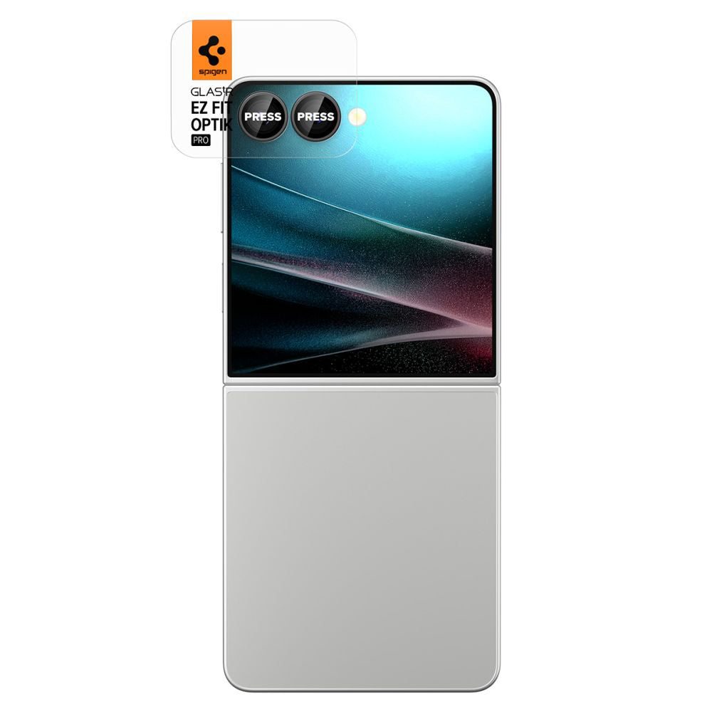 Spigen Samsung Galaxy Z Flip7 / Z Flip8 - Αντιχαρακτικό Γυαλί για την Κάμερα - Optik tR EZ Fit Pro HD - 2 Τεμάχια - Black