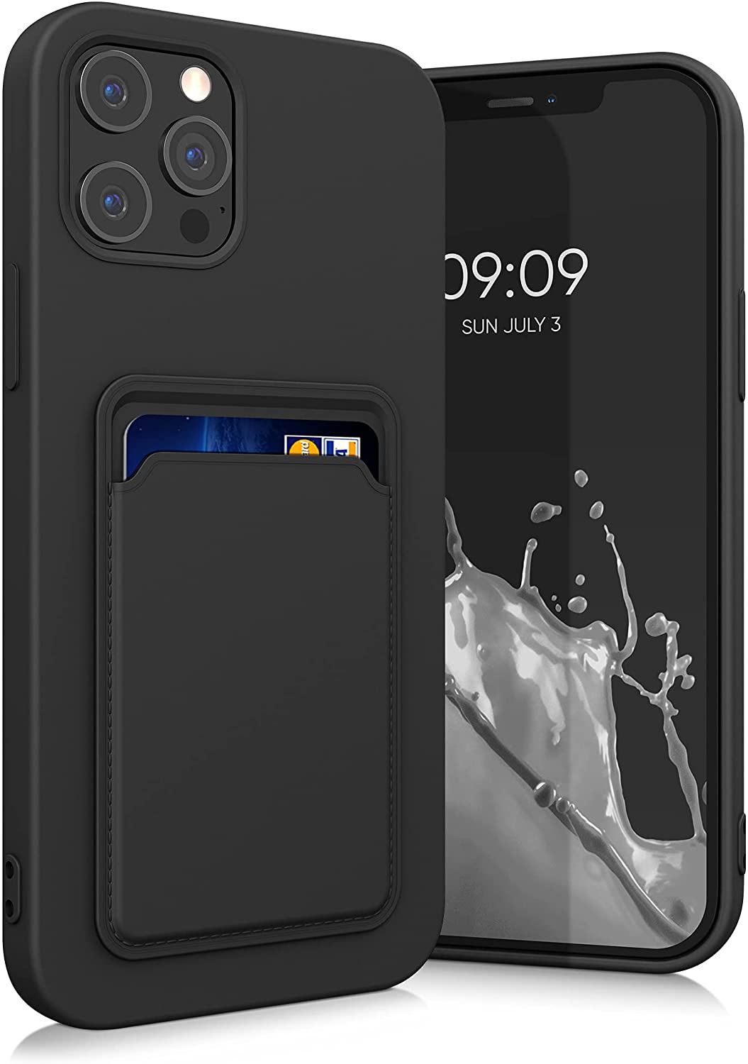 KW iPhone 12 Pro Max Θήκη Σιλικόνης TPU με Υποδοχή για Κάρτα - Black - 55113.01