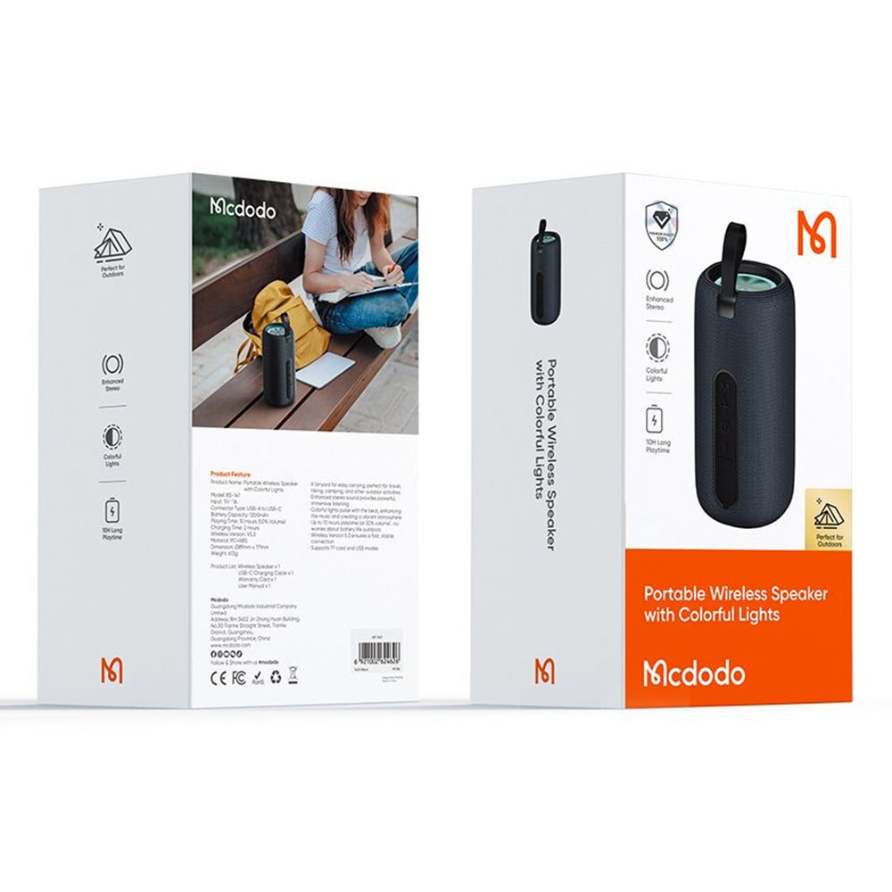 Mcdodo Φορητό Bluetooth Ηχείο με LED Φωτισμό - Black